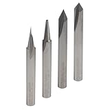 FOOS - Engraving CNC Wood Carving Router Bit Set - 4pcs - Solid Carbide - 1/4” Shanks = Profile +...
