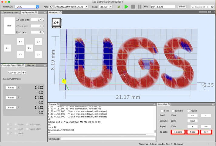 UGS - 通用 Gcode 发送器窗口